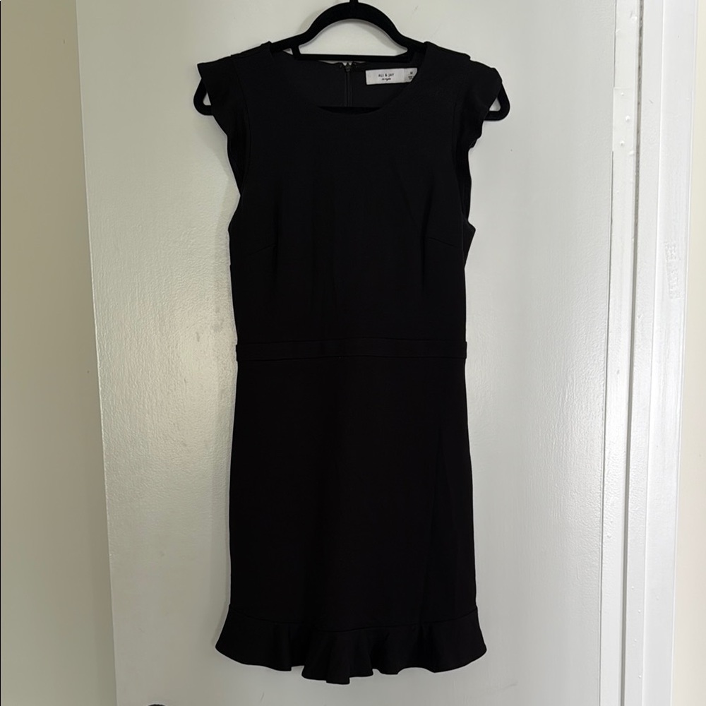 Elegant Black Ruffle Hem Dress